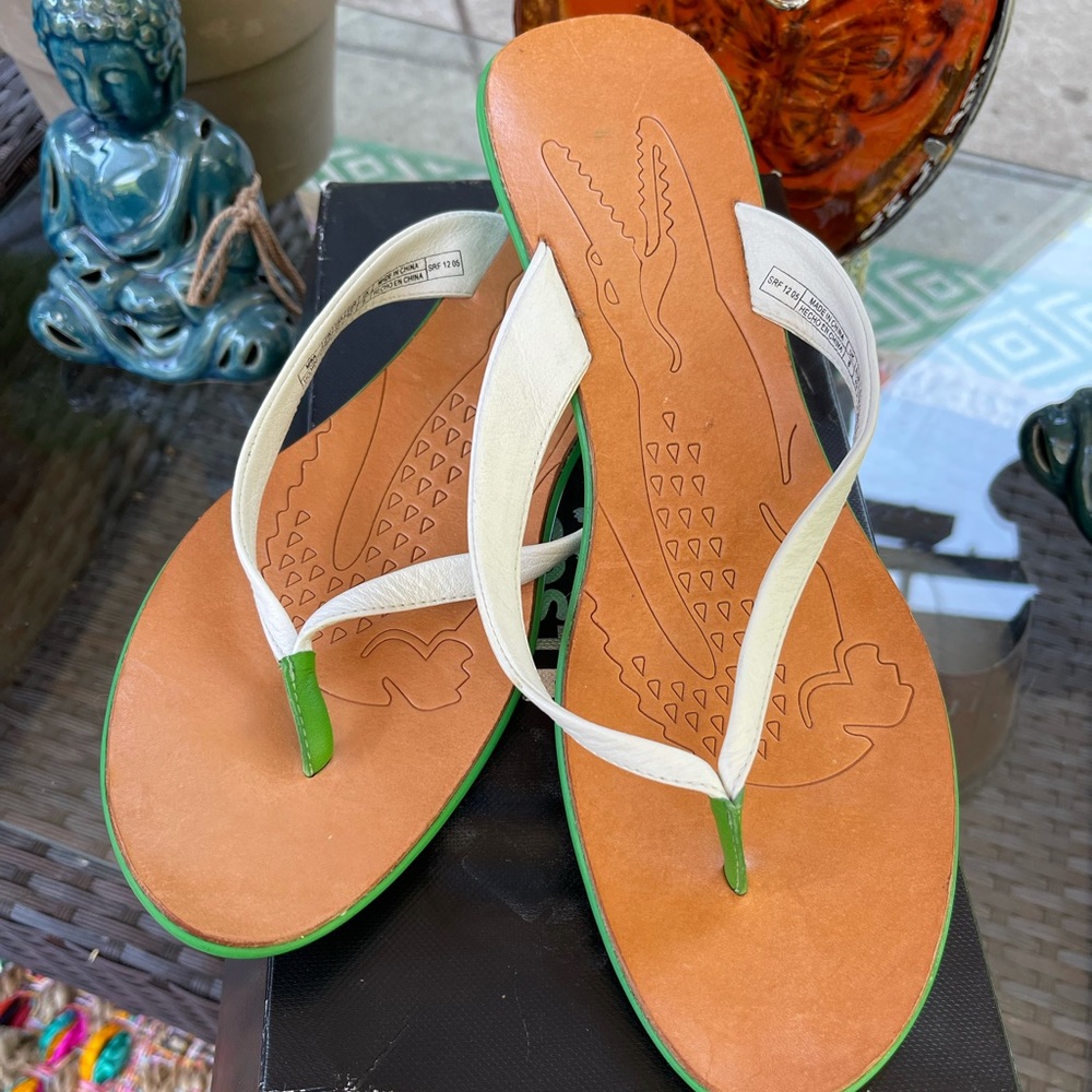 White and green Lacoste Sandals